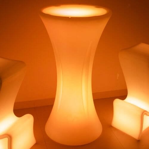 Mesa Bistrô redonda de Led para locação