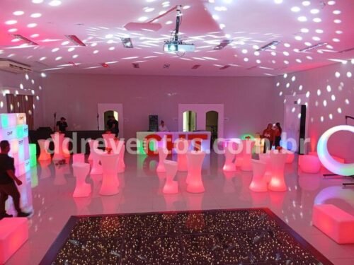 Locação de banquetas de led para evento