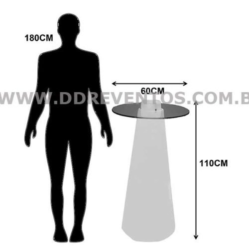 Dimensão mesa Bistro de led cone